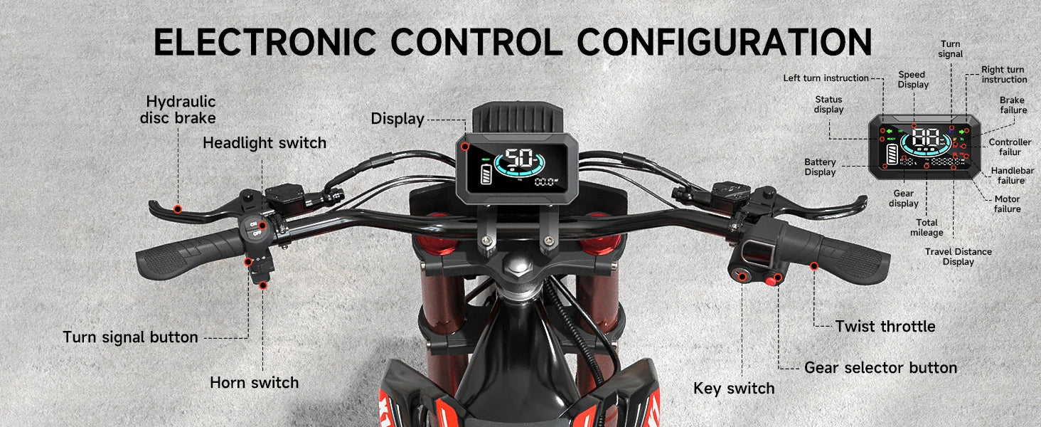 QRONGE X1 FREE SHIPING Spark Electric Dirt Bike for Teens Adults 4500W Peak Electric Motorcycle 60V 28.8Ah E-Dirt Bike 60 Mile Range E-Bike