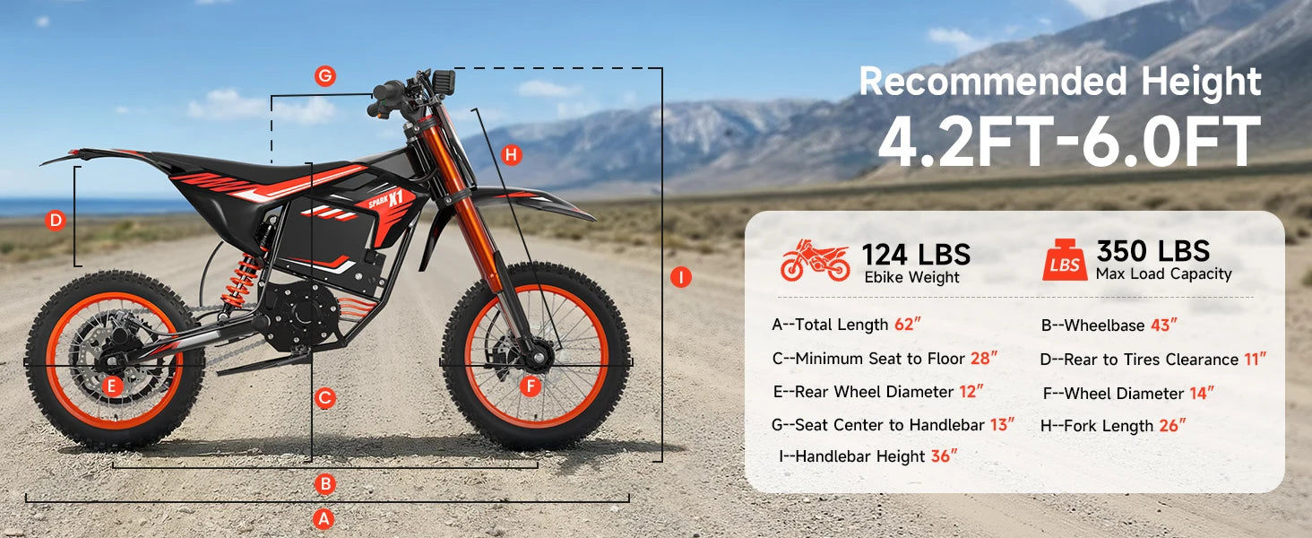 QRONGE X1 FREE SHIPING Spark Electric Dirt Bike for Teens Adults 4500W Peak Electric Motorcycle 60V 28.8Ah E-Dirt Bike 60 Mile Range E-Bike